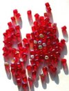 100 4mm Transparent Red AB Cube Beads